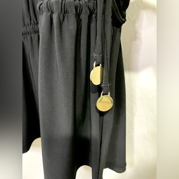 White House Black Market Black Swim Coverup Tank Dress Drawstring Gold - Medium - Picture 8 of 11